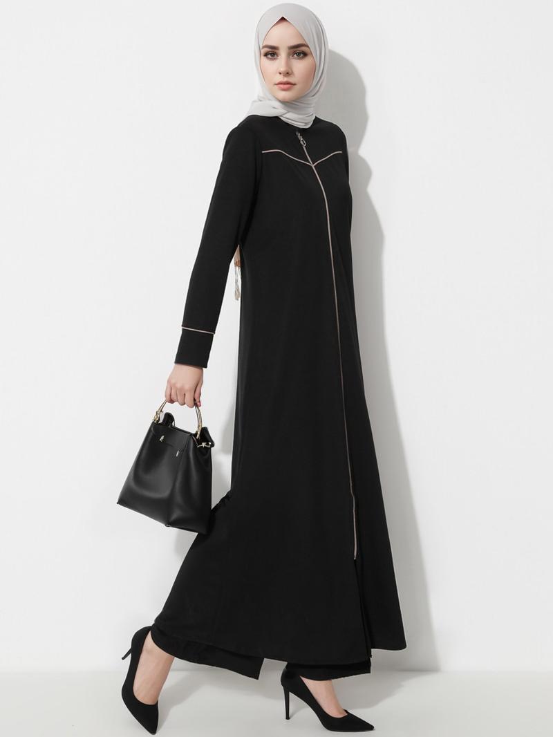 Product Introduction of Clearance Cross-Border Foreign Trade Muslim Clothing Abaya Cardigan Coat Long Zipper Autumn Clothing Dress Middle East 6