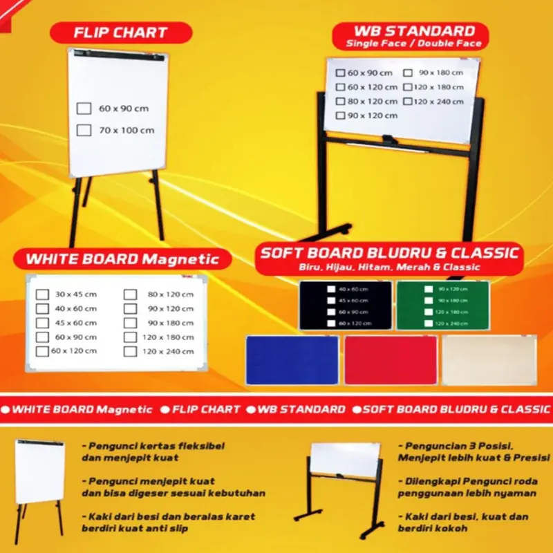 Papan Tulis Whiteboard Magnet Gantung 40x60 cm / White Board Gantung Magnet SHIKUKO 4