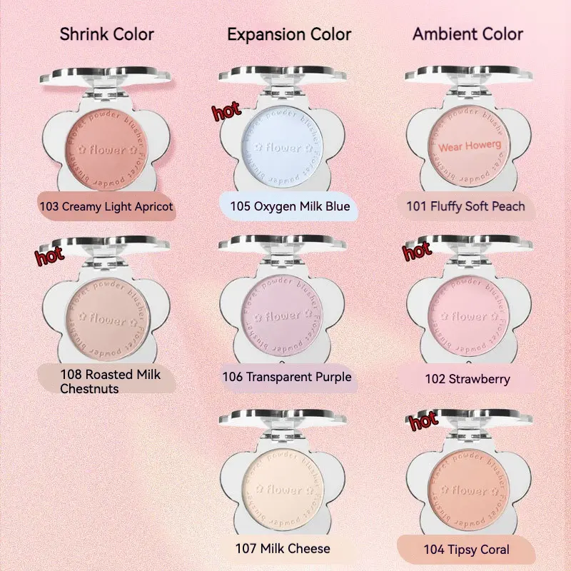 Má Hồng Hoa Mờ, Tự Nhiên, Ngọt Ngào, Mát Mẻ, Mang Xanh Biển, Tím, Đơn Sắc, Đỏ, Cosmetic bảngmắt 3