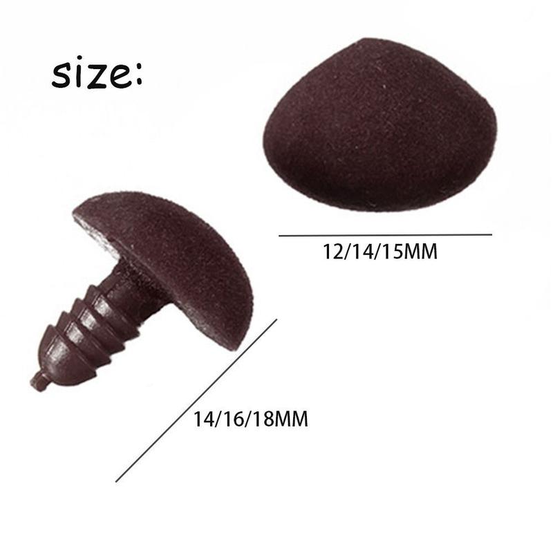 Nút Gấu Mũi Tam Giác Bằng Nhựa Thủ Công Đồ Chơi Hot, Phụ Kiện Búp Bê, Chất Liệu Nhung, 10 Cái / túi 2