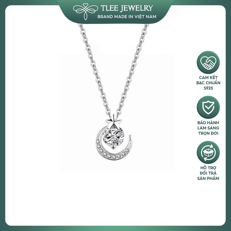  Dây chuyền bạc nữ TLEE trăng sao đính đá Night Sky Moon TLEEJEWELRY D0392 