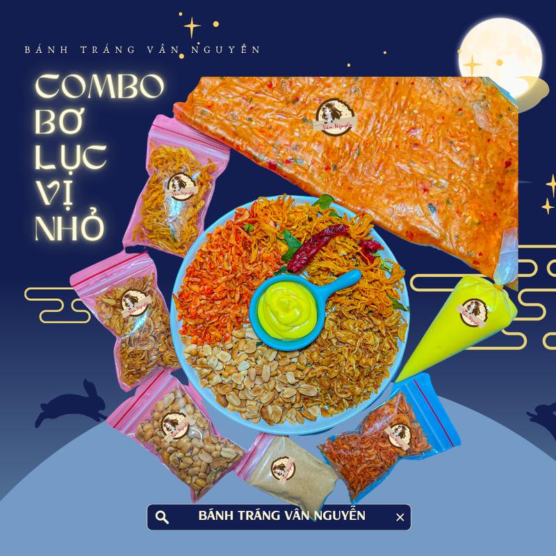 Combo bánh tráng bơ lục vị NHỎ. Bánh tráng Vân Nguyễn. ruốc hành phi đậu phộng khô gà Snack Ăn Vặt