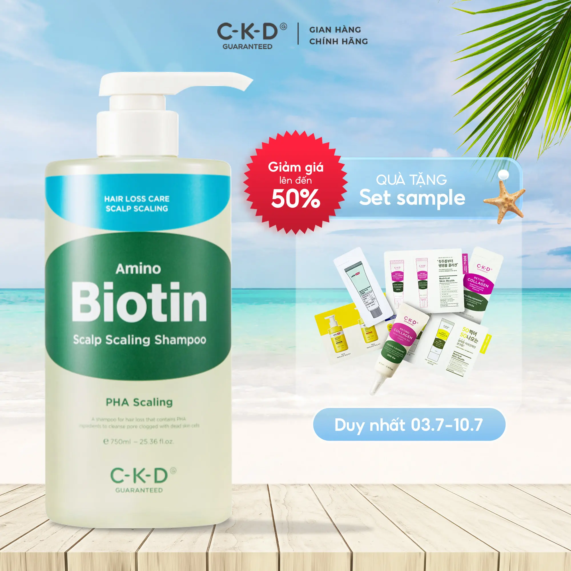 Dầu Gội Làm Sạch Gàu, Giảm Nhờn, Ngừa Bết Tóc Amino Biotin Scalp Scaling Shampoo 750ML - CKD Guaranteed