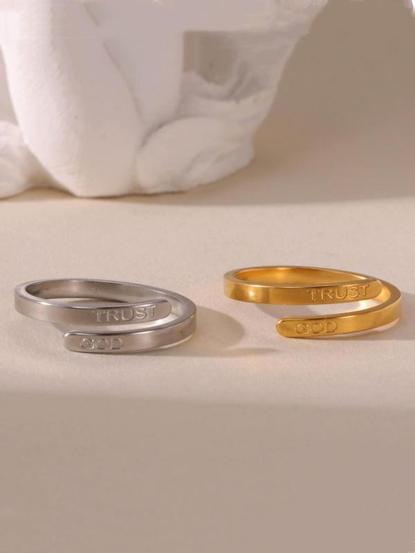 Adjustable Stainless Steel Ring, Fashion Jewelry for Party, Daily Clothing Decor, Trendy All-match & Exquisite Jewelry for Birthday Gift 2