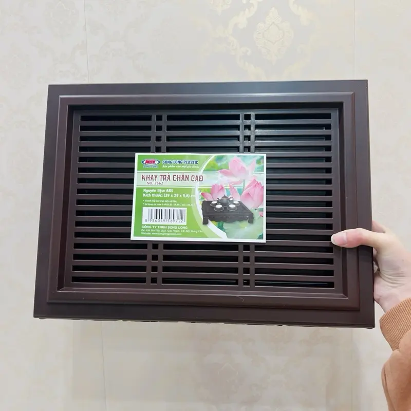 Khay Trà Đựng Ấm Chén Nhựa Giả Gỗ Song Long Cao Cấp