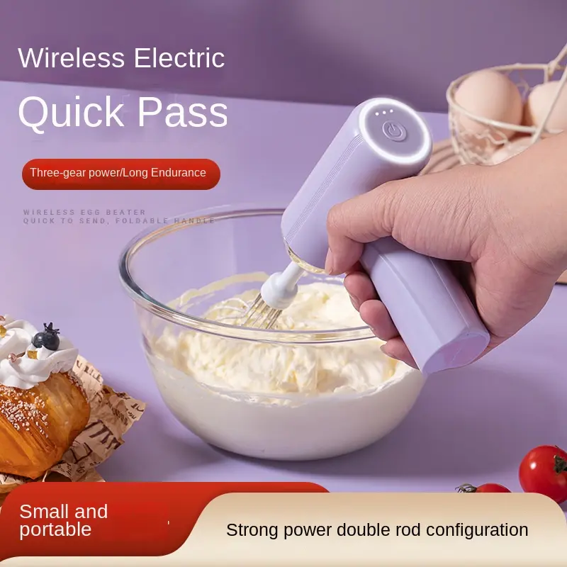Egg Beater Electric Household Small Whipping Cream Blender Cake Machine Baking Tool Stirring Rod and Surface Wireless