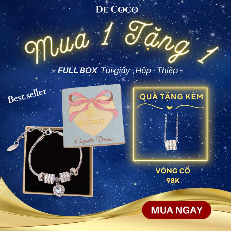 [NEW] [MUA 1 TẶNG 1 VÒNG CỔ BLING RING] KHÔNG ĐEN GỈ - Vòng tay, lắc tay nữ COQUETTE DREAM De Coco (kèm Túi giấy + Hộp + Thiệp) Titan vòng  tay