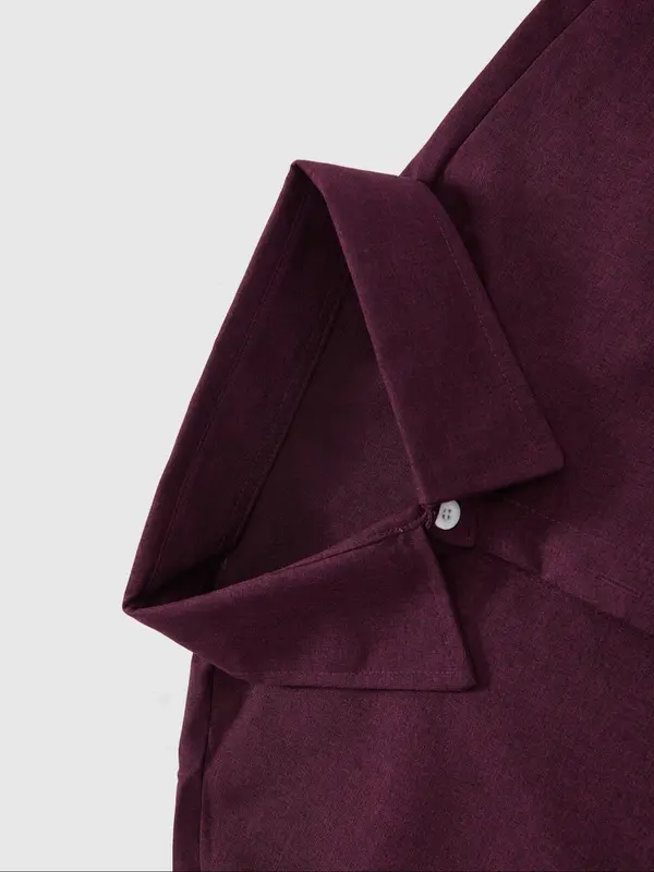 【Plus Size】 Men's Regular Fit Plain Short Sleeve Button Up Shirt, Casual Retro Lapel Neckline Top for Summer, Men's Clothes for Daily Wear 7