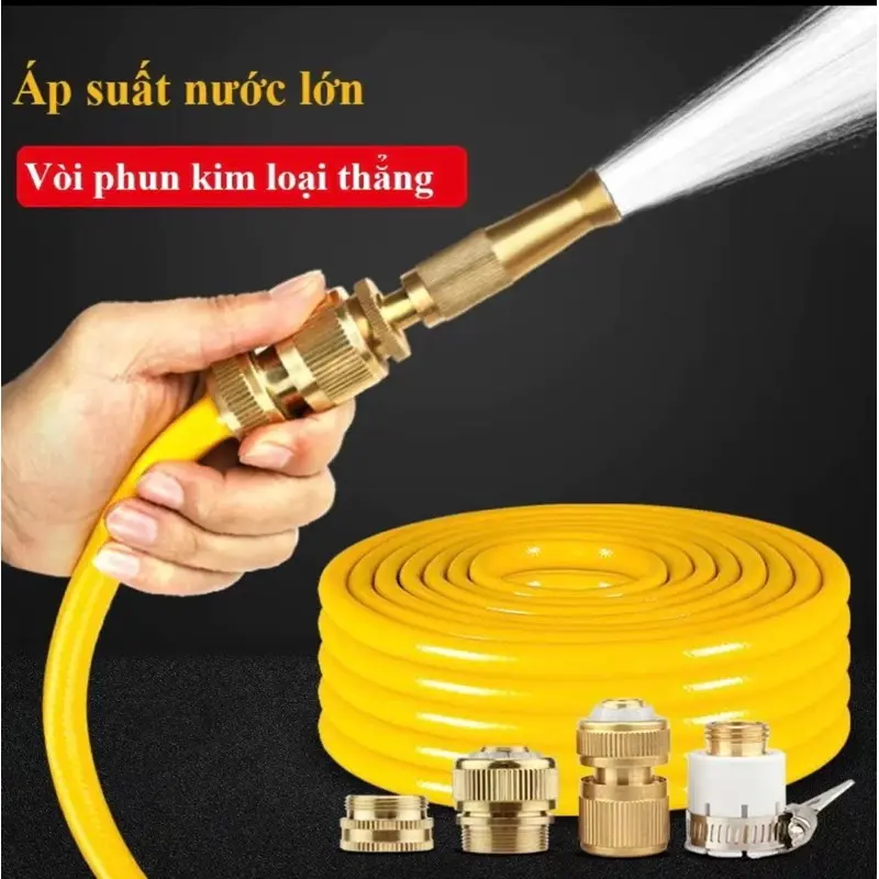 COMBO Bộ DỤNG CỤ  Phun Nước VÒI SỊT ĐỒNG  VÀ ỐNG DÂY 10M Áp Suất Cao Rửa Xe Hơi, Tưới Vườn Chống Nổ(TG)