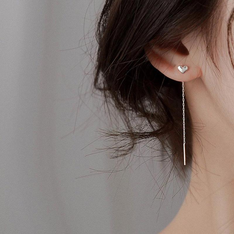 Product Introduction of 1Pair Heart Earrings Ins Temperament Long Heart-shaped Earrings Tassel K8Y8 39