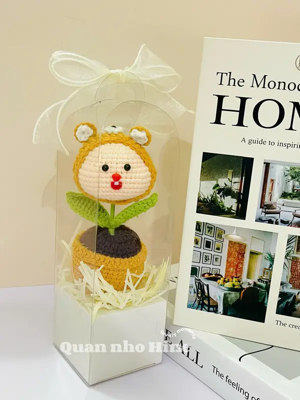 Chậu hoa len đầu thú handmade MadebyHine - chậu cây hoa len đầu thú 5