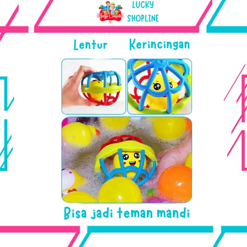 [BIG SALE] MAINAN KERINCINGAN Bentuk BOLA bahan karet lembut rattle Bayi Toys 4