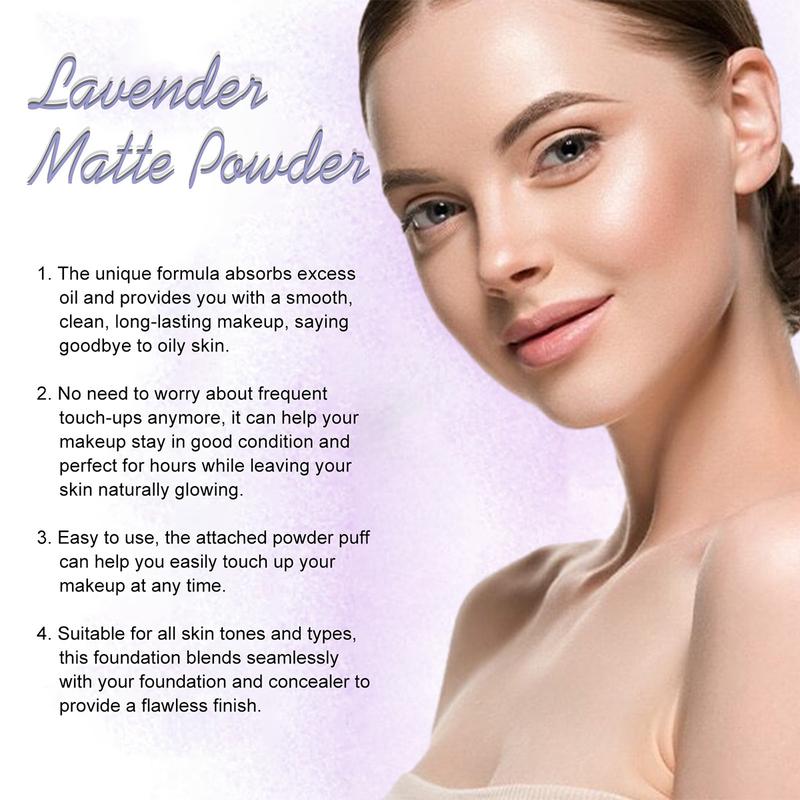 Product Introduction of Lavender Matte Powder Lavender Matte Powder Oil Control  Polvo Compacto With Mini Powder Puff For  Blurring Oil Control Long-Lasting Makeup   Powder 8