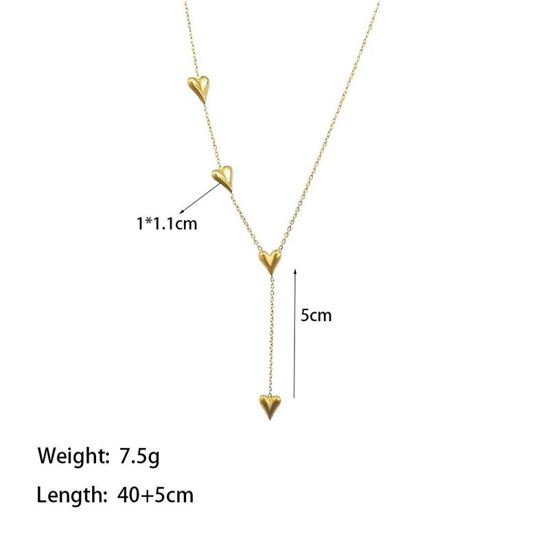 Product Introduction of Sweet Peach Hearts Necklace for Women Special-Interest Design Heart Bracelet Titanium Steel Wide Anchor Wristband Love kalung 1