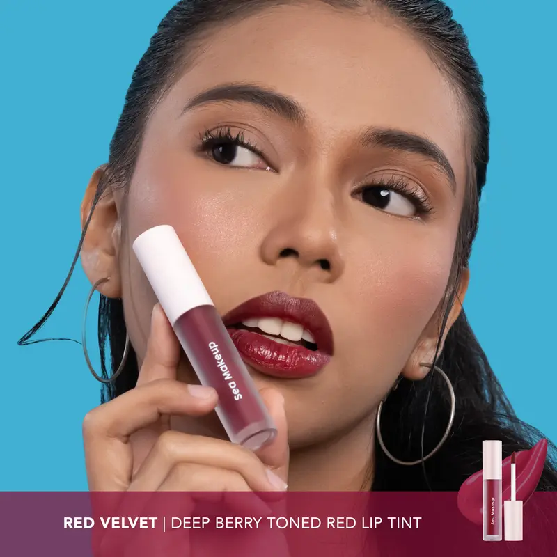 Sea Makeup Slick Cover Jelly Tint  finishing glossy hydrating dan meninggalkan warna yang indah di bibir with Peptide Complex, Hyaluronic Acid, Honey Extract 4