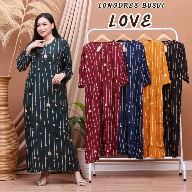 100 RB ISI 3 PCS LONGDRES CABUTAN BUSUI kancing depan Dress Wanita Kancing Panjang 7