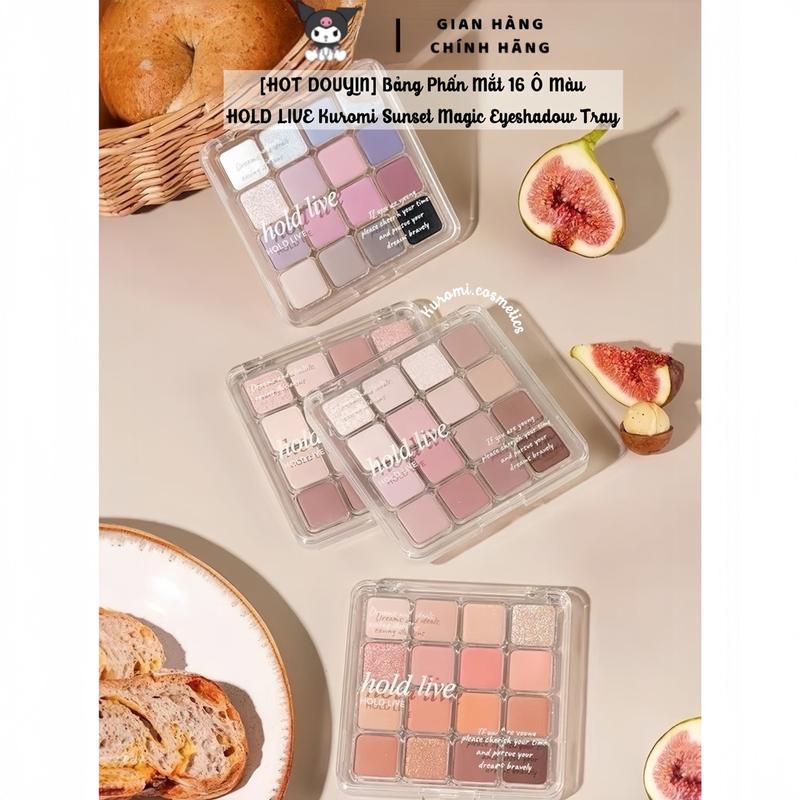 HOLD LIVE GOGO TALES Bảng phấn mắt Hold Live 16 ô Sunset Magic HL716 Tone Màu Hồng Pastel trang điểm nhũ mịn lì mịn kuromi Cosmetic Mỹ Phẩm