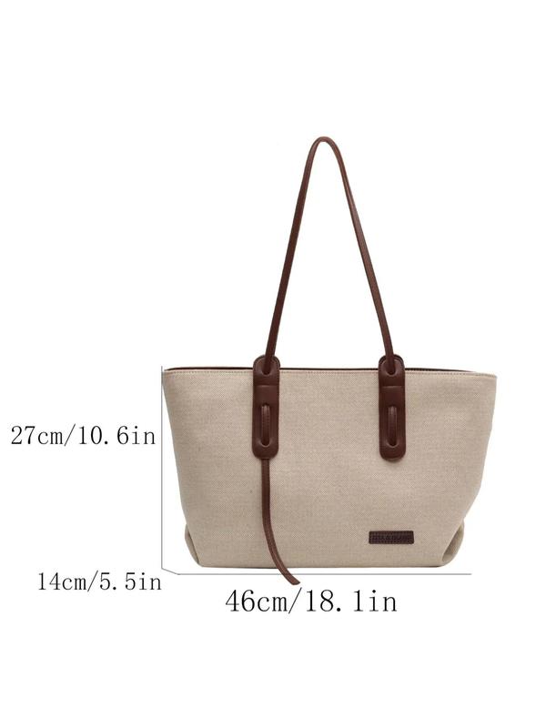 Women's Summer 2025 Beige Elegant Large Capacity Tote Bag with Pockets Inside, Casual Trendy Handbag & Shoulder Bag, Tote Bag for Trip & Business, Ladies Purse, Shopper Handbag, Biggie Bag Upgraded Large 4
