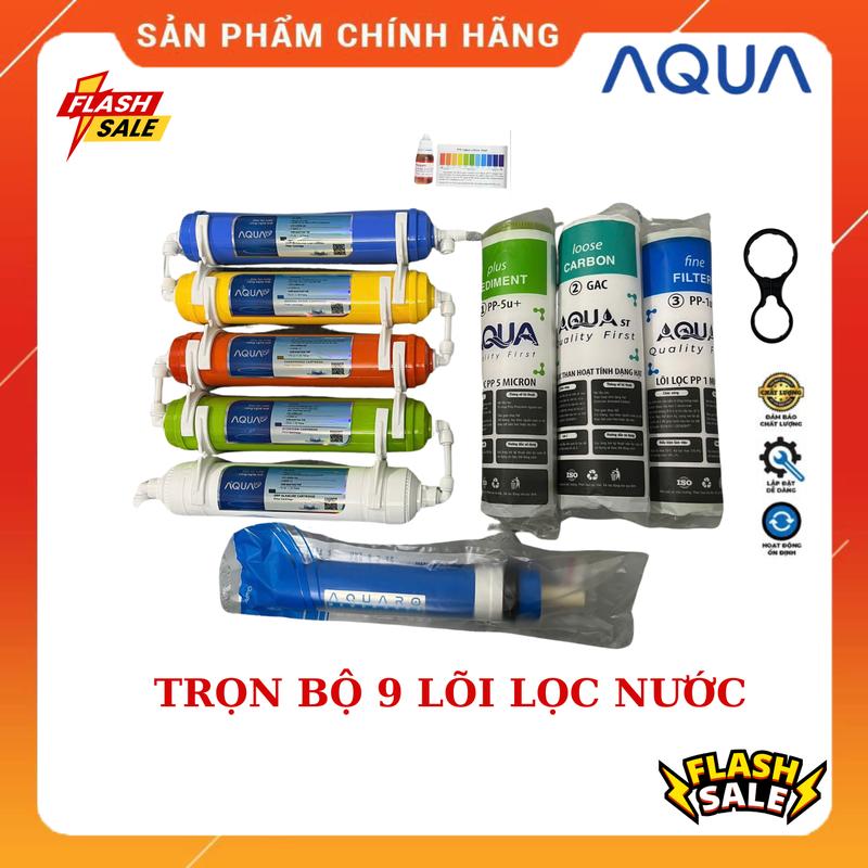 COMBO từ 1 - 9 chính hãng AQUA  lắp được cho tất cả máy lọc nước RO bao gồm lõi 123, 4 RO ,56789 tạo khoáng tặng kèm 1 tay vặn tháo lắp + 1 lọ đo độ PH máy  lọc máy  lọc máy  lọc uống trực tiếp