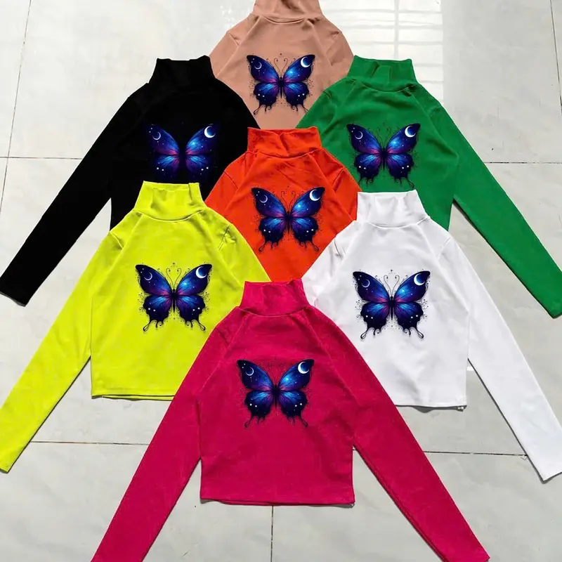 Áo cổ lọ tay dài croptop in hình con bứm 3D cực hot , chất thun bozip dày dặn 6