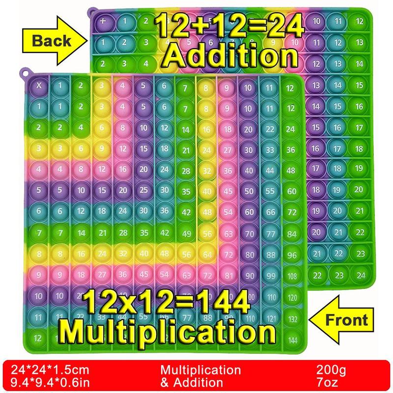 Multiplication Addition Push Its Pop Bubble Sensory Fidget Toy, 1 Count Right Angle Rainbow Educational Teaching Toy, Times Table Math Learning Toy 1