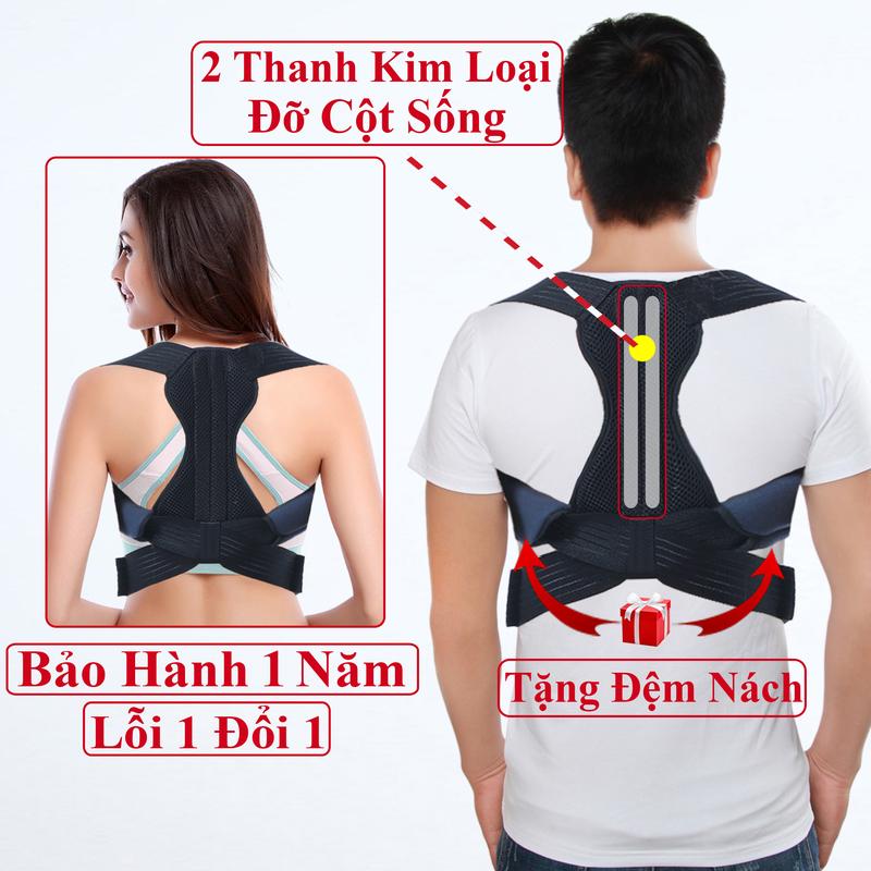 Đai Chống Gù Lưng Định Hình Cột Sống Nam Nữ Có Nẹp Kim Loại Chắc Chắn [Mã BackPro] Vải Thoáng Mát Đủ Size Cho Người Lớn Và Trẻ Em, Đai Định Hình Lưng andego Chống Gù Nam Nữ, Đai Lưng Chống Gù, Đai Nịt Lưng Tập Gym, Chống Gù Lưng