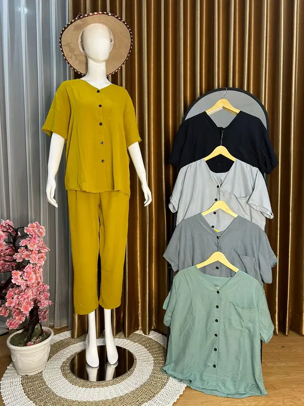 One Set CP Polos Bahan Crincle Airflow Premium Lengan pendek 0
