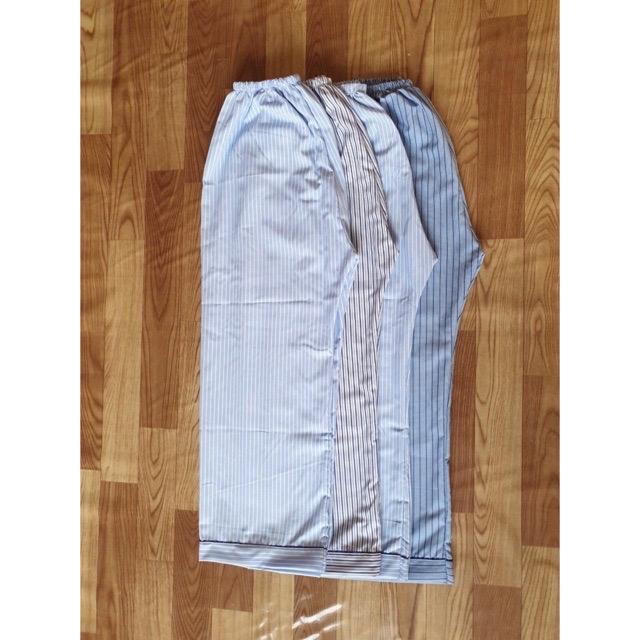 Quần Pijama Nam Trung Niên - Quần Kẻ Ông Già Mặc Nhà Vải Kate Mềm Mát