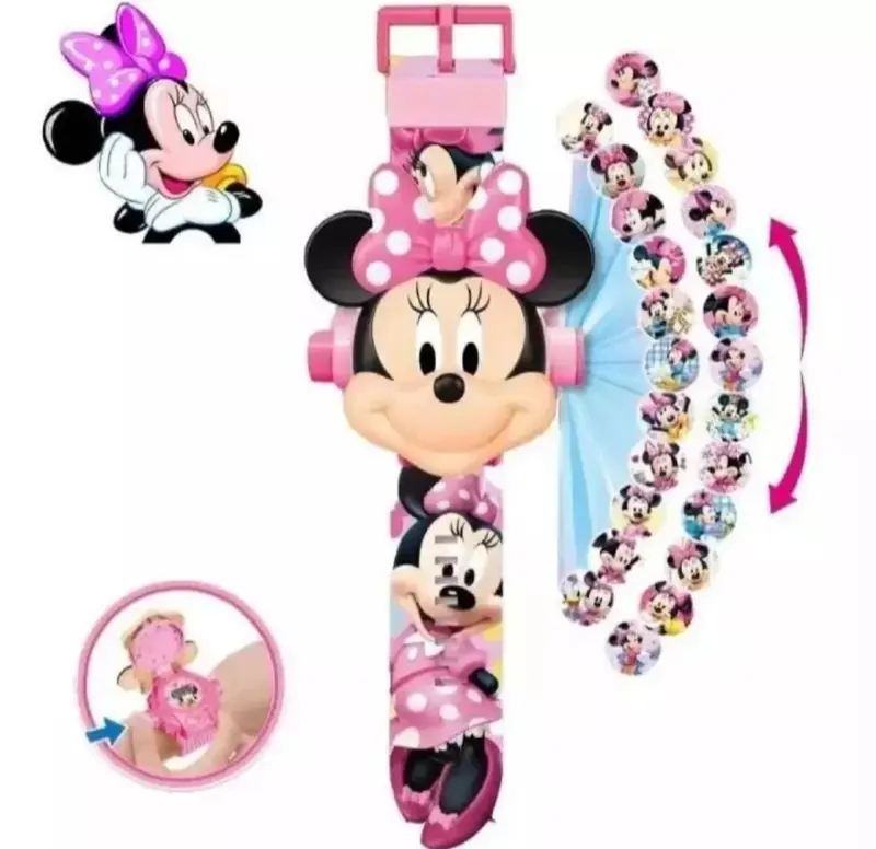 Minnie Mouse Proyektor 24 Gambar Jam Tangan Anak Perempuan Jam Tangan Fashion Anak-Anak Bayar di Tempat 0