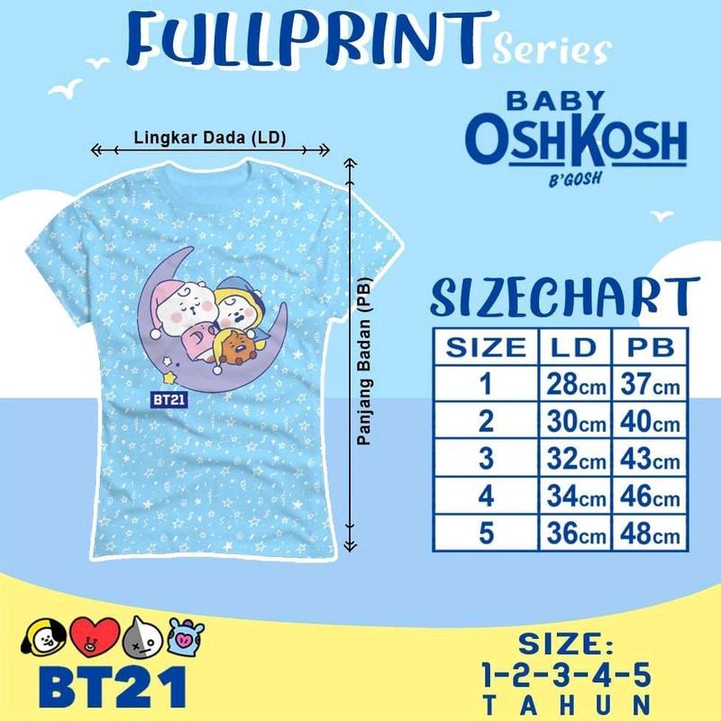 Kaos Oskosh Anak Fullprint BT21 Series 1 - 5 tahun 3