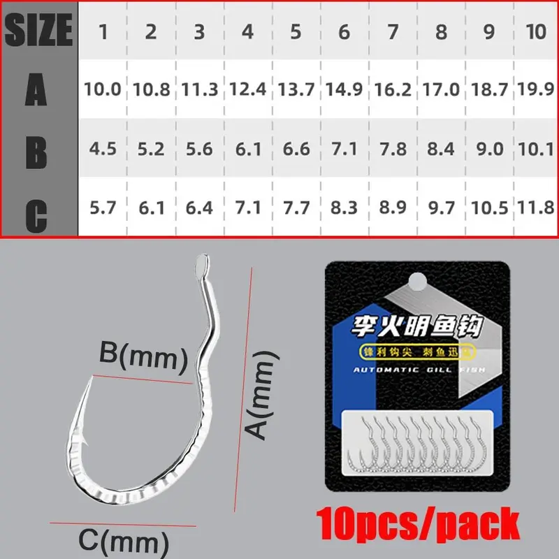 Móc Câu Cá, 10 Cái, Họa Tiết Vảy Cá Sáng Tạo, Có Lưỡi Câu, Có Gai, Chống Trượt, Lật Tự Động, Được Làm Bằng Thép Carbon Cao, Thích Hợp Cho Cá Chép, Dụng Cụ Câu Cá 2