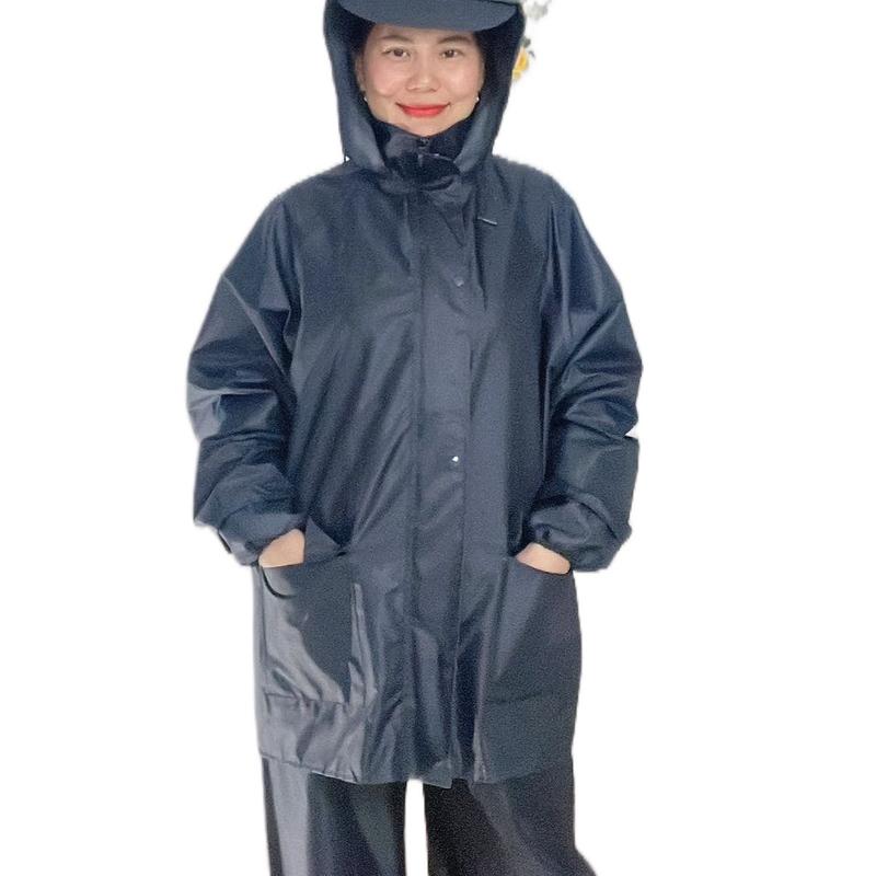 BỘ ÁO MƯA ÁO MƯA BỘ MƯA VẢI DÙ TRƠN CAO CẤP CHỐNG NƯỚC CHỐNG GIÓ DÀNH CHO NAM VÀ NỮ MÀU XANH ĐEN CÓ DÂY PHẢN QUANG LƯNG CHẤT LIỆU VẢI DÙ CAO CẤP áo  mưa áo  mưa