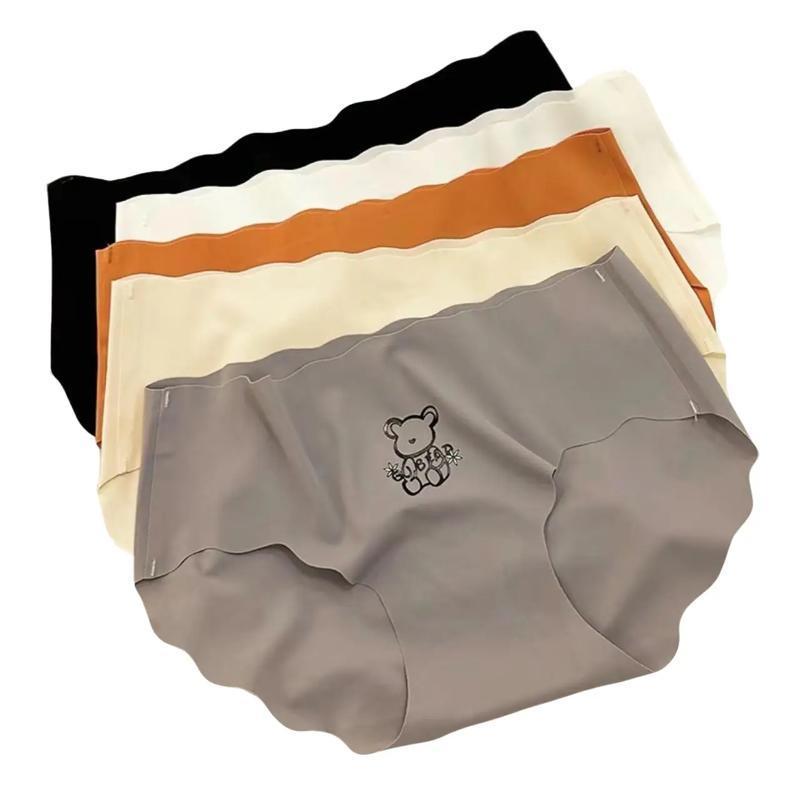 Có Set 5 Bộ 10 Quần Lót Nữ Su Hình Gấu Cute Gợn Sóng Không Đường May Không Lộ Viền Women Voi Cotton