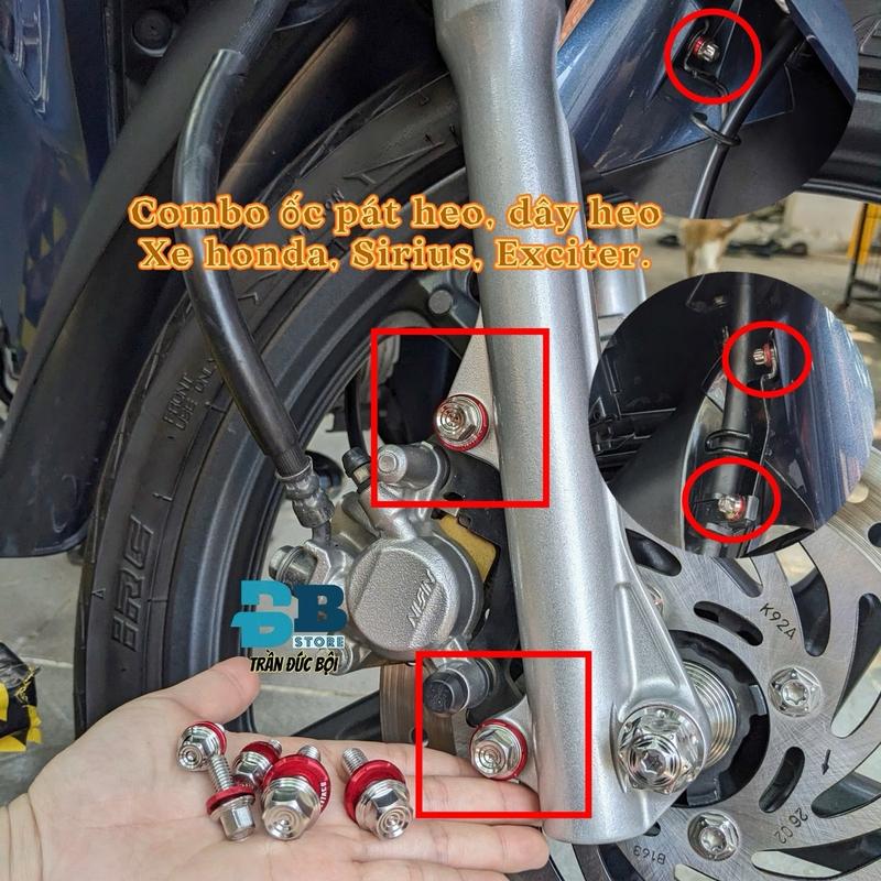 Combo Ốc Inox Gắn Pát Heo Cho Xe Honda, Exciter, Sirius - Phụ Tùng Chất Lượng