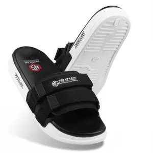 Sandal slide pria wanita Unisex premium terbaru Aesthetic kece Branded Original Ns.Twenty One 100% Ori hitam putih