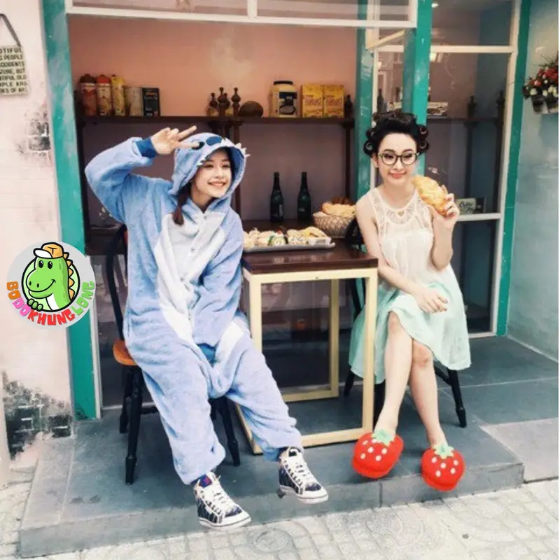 Bộ đồ Stitch Xanh, bộ đồ hình thú cho Trẻ em và Người lớn hàng Quảng Châu Loại 1 [KL20] 1