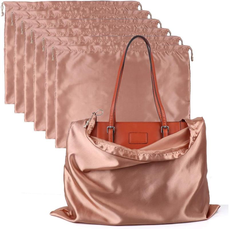 Organizer Viaggio Lavabile Set 6 Sacchetti Antipolvere In Tessuto Seta Con Coulisse - 49.8x39.9 Cm, Bianchi, Per Borse, Scarpe, Viaggi Organizzazione Viaggi