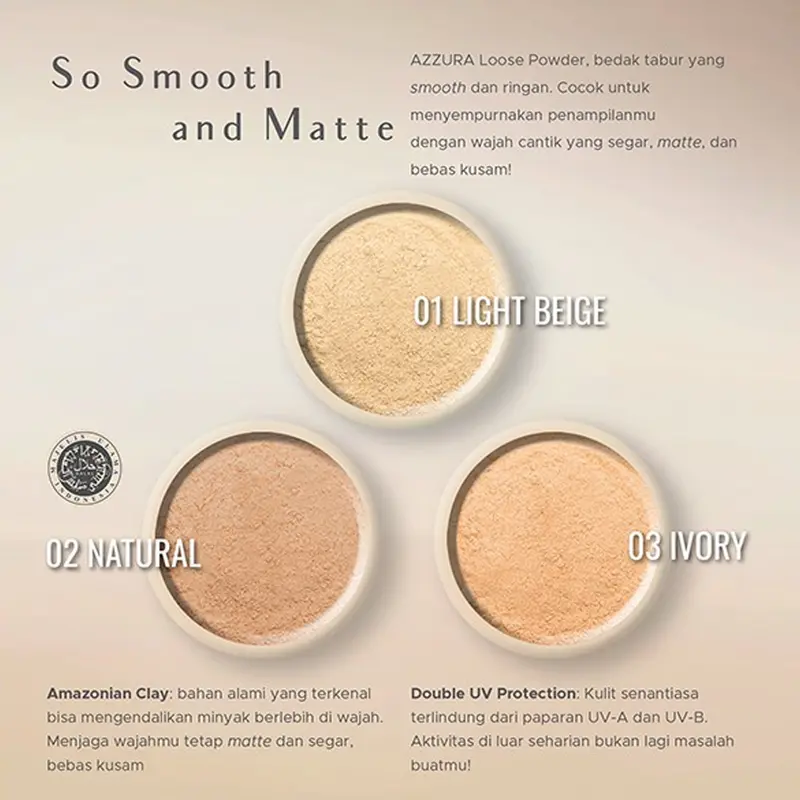 AZZURA Loose Powder | Bedak tabur | Double UV Protection | Fresh Look 3