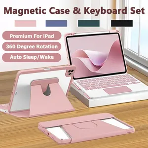 Case Flip Smart Keyboard Wireless For iPad Gen 7/8/9/10/11/Pro 11/Air 5/4/3/6 360° Rotate Cover Casing Keyboard Wireless Bluetooth With Touchpad