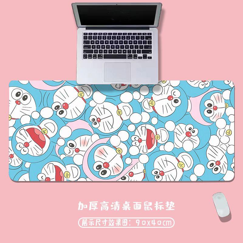 Tấm Lót Chuột Ngoại Cỡ, Thiết Kế Hoạt Hình Doraemon Và Người Đàn Ông Béo Màu Xanh Pokonyan Dễ Thương Cho Bé Gái, Màu Xanh Da Trời, Chống Vết Bẩn, Thích Hợp Cho Máy Tính, Có Khóa, Tấm Lót Bàn Bên 2