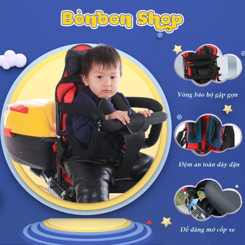 Ghế ngồi xe máy cho bé - Ghế ngồi sau đi xe ga LEAD, VISION, SH, VESPA...Xe đạp điện, Xe số, An toàn cho trẻ