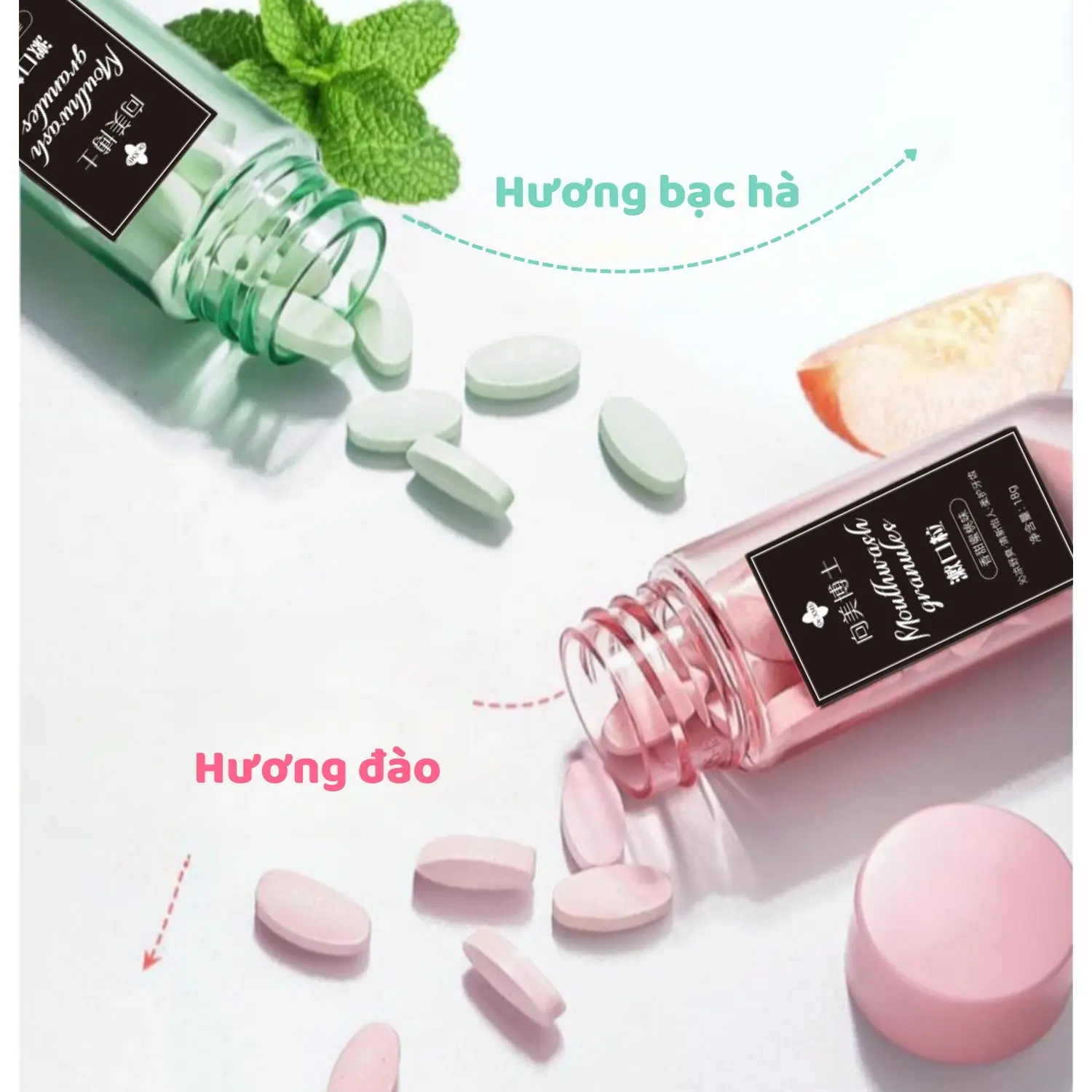 Combo 2 hộp Kem Đánh Răng Dạng Viên Nhai Tiện Lợi Loại Bỏ Mảng Bám Thức Ăn, Viên Nước Súc Miệng Hương Khử Mùi Sạch Răng Trắng Răng