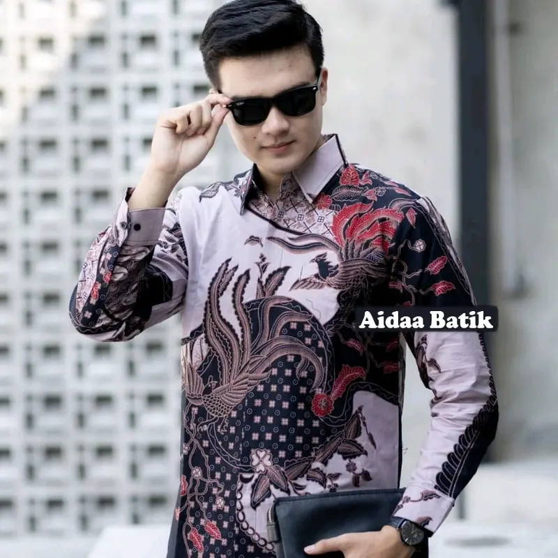 KEMEJA BATIK MOTIF BEDAK ABU MOCCA  Lapis Furing Halus Estetik Katun Nyaman 0