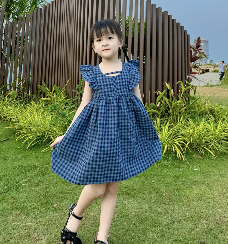 Bnstyle Váy Đôi Mẹ Và Bé Hoạ Tiết Caro Xanh Tay Cánh Tiên Mb 202407 Top 6