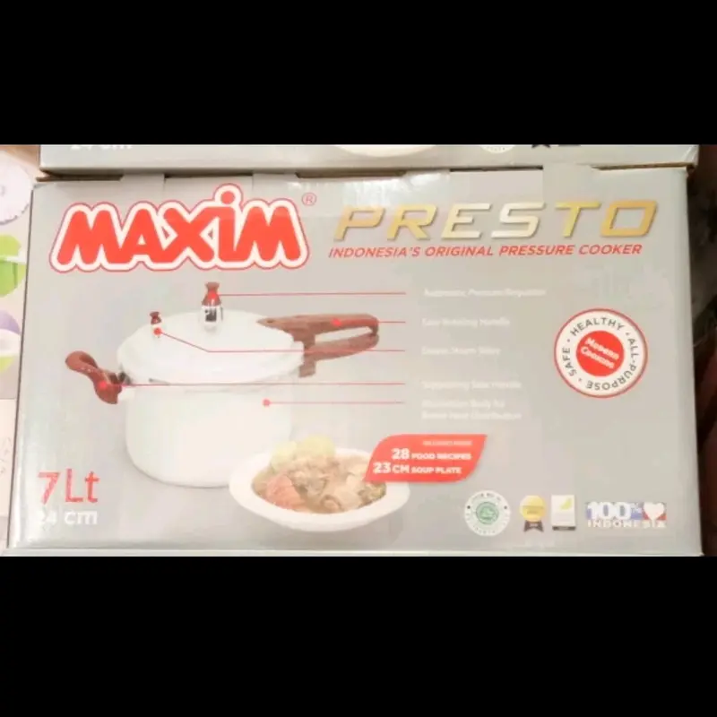 Maxim Presto 7 Liter Tekanan Multi Fungsi dengan Tutup Kaca Anti Lengket dan Pegangan Anti-Slip 2