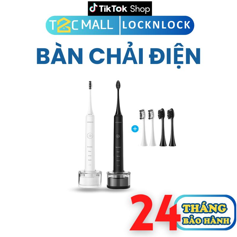 Bàn Chải Điện Locknlock Sạc Không Dây Kèm Đèn LED Chống Nước ENR346 T2Cmall Trắng Răng banchai  dien