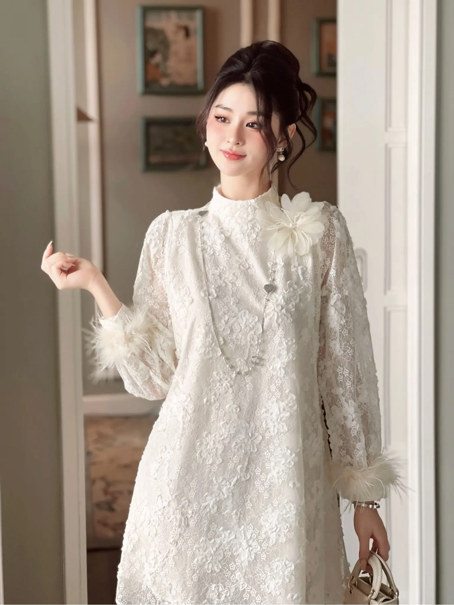 (MA FILLE) LEXIS DRESS - váy ren thêu hoa