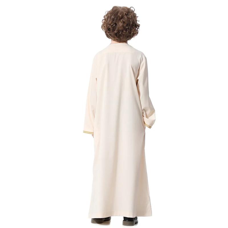 Product Introduction of Dubai Embroidery Patchwork Hijab Abayas Ramadan Muslim Clothing Boys Abaya Jilbab Khimar Turkey Kaftan Moroccan Islam Long Robe 12
