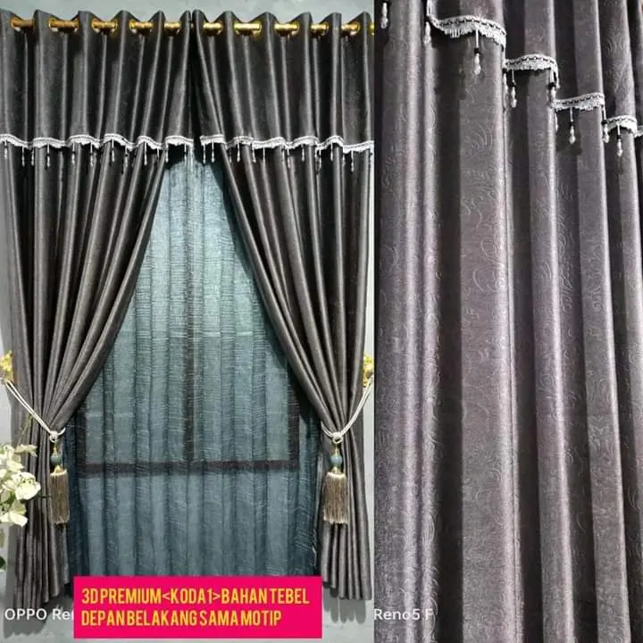 gorden mewah bahn embos poni gabung 12 ring 6 glombang hordeng jendela dan pintu gorden pintu warna 0