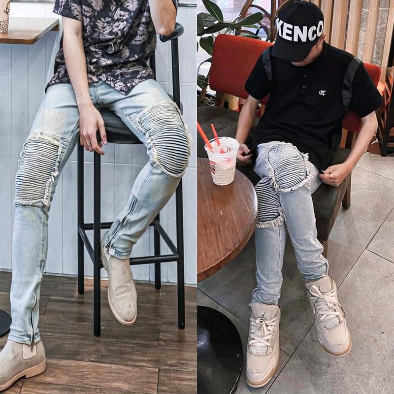  Quần Skinny Jeans Vá Biker by Faza Streetwear Full Black QJ35 Streetstyle Menswear Nam 